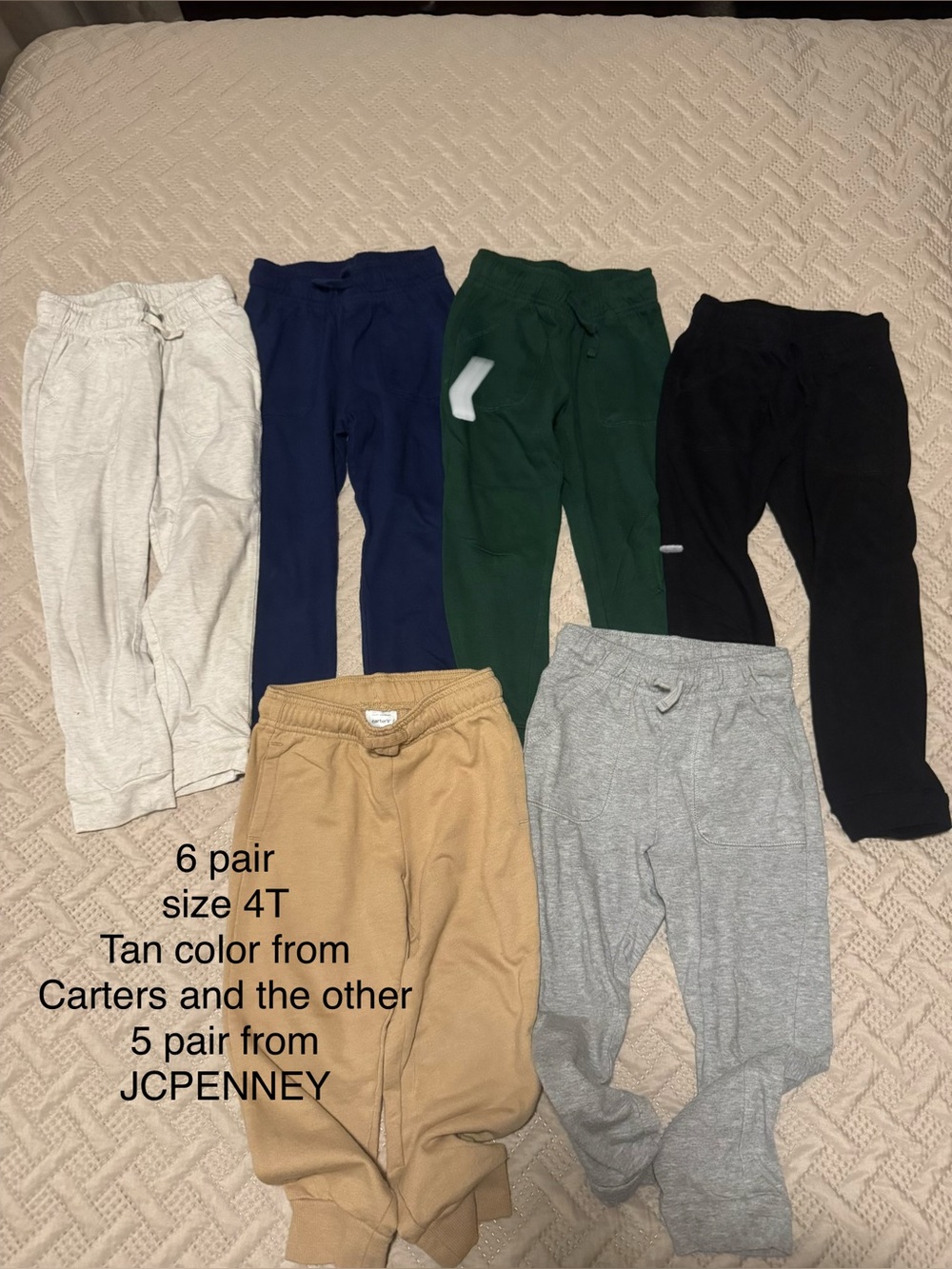 5pair Kids Cozy Jogger Pants - Assorted Colors (4T)